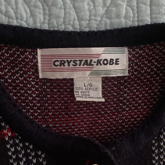 Vintage Navy and Red Plaid Cardigan - Picture 2 of 4